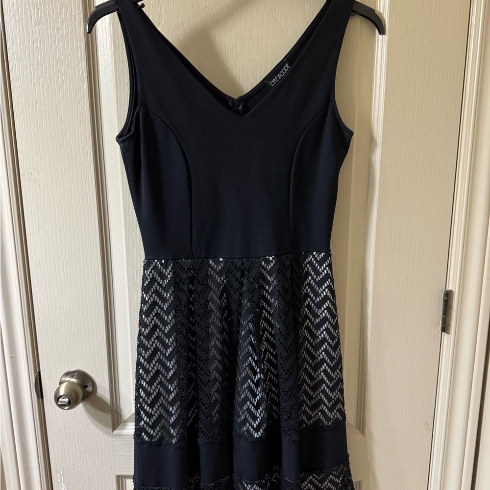 Dresscode Black Embellished Fit and Flare Mini Dress